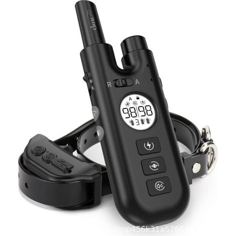 Collar de adiestramiento para perros- Entrenamiento - Exterior/Interior - Negro, Eléctrico, Resistente al Agua, Pantalla LCD, Control Remoto, Vibración - Para Dueños de Perros (1/4)