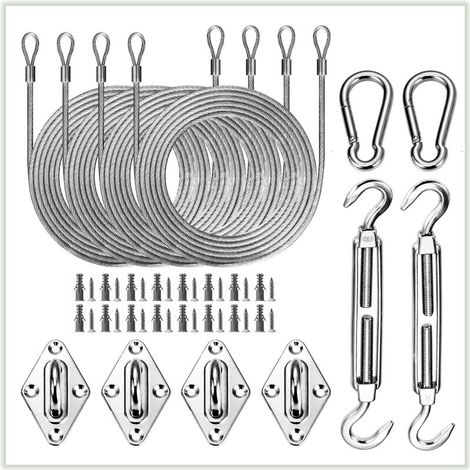 Kit de quincaillerie pour voile d'ombrage rectangulaire (kits de quincaillerie + câbles) (1/5)