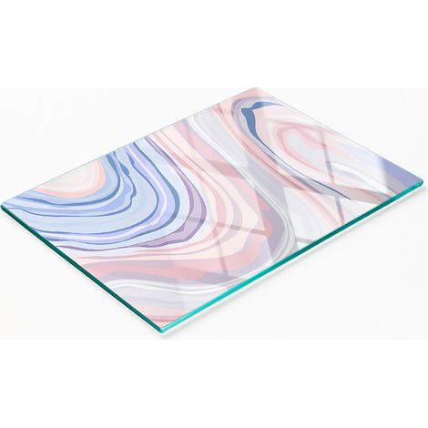 Dekoratives Schneide- und Servierbrett aus Glas, abstraktes Wellenmuster, 80 x 52 cm (1/5)