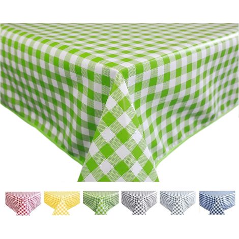 1 Nappe toile cirée PVC, rectangulaire 140x200 cm, motif vichy vert, finition biais, entretien facile