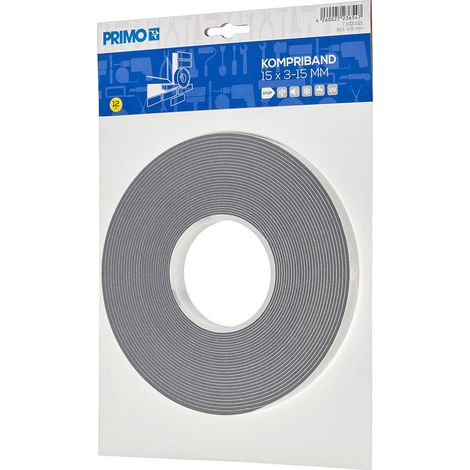 PRIMO Kompriband selbstklebend grau 15×3–15 mm 12 m (1/2)