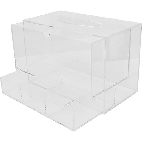 Boîte de rangement transparente en acrylique pour mouchoirs et cosmétiques, tiroir intégré, coffret de stockage pour extensions de cils, organisateur de maquillage (1/5)