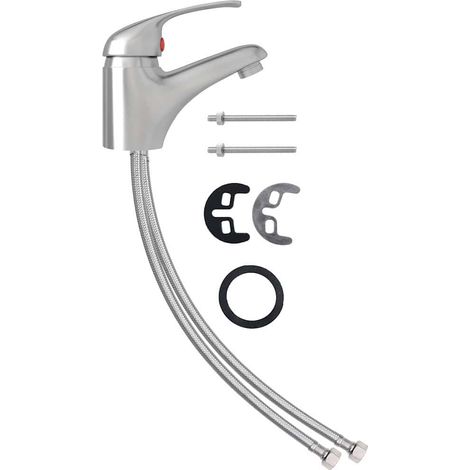 vidaXL Grifo mezclador de lavabo plateado 13x10 cm (1/2)