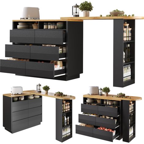 Table de bar extensible noire 137-215 x 39 x 102, 3 cm (1/5)