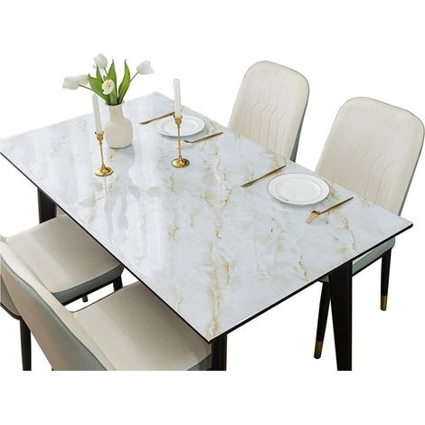 Nappe en PVC aspect marbre or clair 80x80cm Carré Imperméable