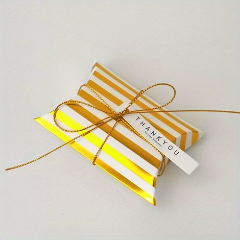50 pcs, Boîtes à oreiller dorées - Petites boîtes cadeaux pour friandises de Noël, chocolats et mariage - Lot décoratif (1/5)