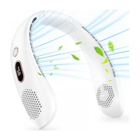 Ventilateur de cou, ventilateur de cou USB portable silencieux sans lame, flux d'air à 360°, mini ventilateur personnel rechargeable à 3 vitesses pour la maison, le bureau, les voyages (1/5)