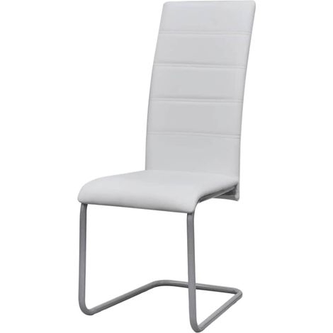Maison Exclusive - Freischwinger 4 Stk. Weiß Kunstleder (1/5)