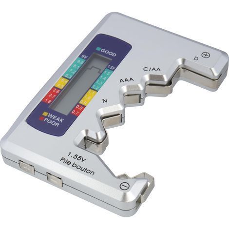 Testeur de Piles Numérique Universel Vérificateur de Batterie Numérique Testeur de Batterie Détecteur de Capacité de Pile Portable pour AA AAA C D N 9V 1.5V Piles Bouton Mini Batteries (1/5)