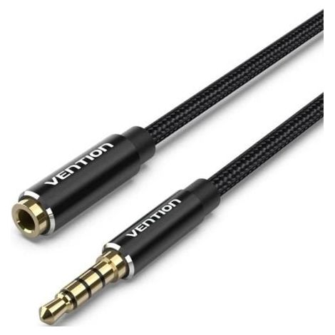 Cable Estéreo Vention BHCBJ/ Jack 3.5 Macho - Jack 3.5 Hembra/ 5m/ Negro