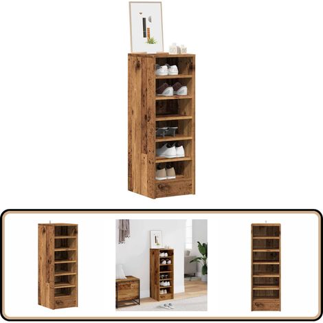 vidaXL Armoire à chaussures vieux bois 32x35x92 cm bois d'ingénierie (1/5)