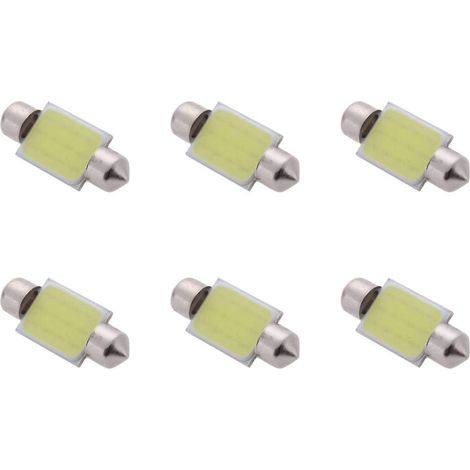 Lot de 6 ampoules LED COB 3W pour plafonnier intérieur de voiture, 36 mm, blanc, 12 V CC (1/5)