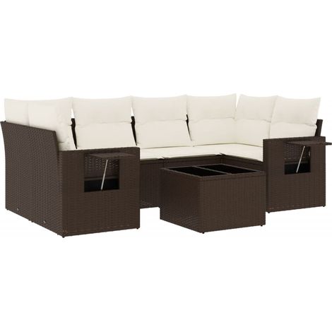 Maison Exclusive - Set Divani da Giardino 7 pz con Cuscini Marrone in Polyrattan (1/3)