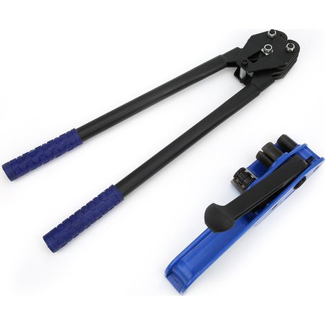 Sangle PP/PET 16-19mm, pince de cerclage manuelle avec tendeur et coupe-agrafes, outil d'emballage bleu, lot de 2 (1/5)