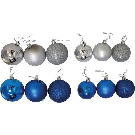 PACK 24 BOLAS 6 CM. AZUL/PLATA -