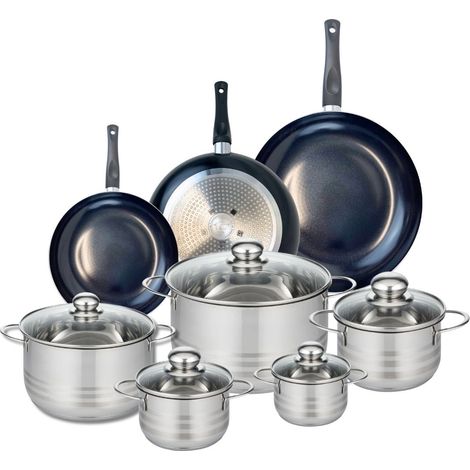 Ensemble de 3 Poêles de cuisson 20, 24 et 28 cm et 5 faitouts 12, 14, 16, 20 et 24 cm Elo Prima Brillant (1/5)