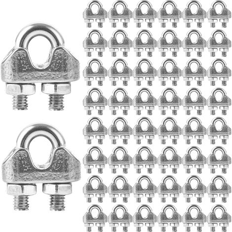 Stainless steel cable clamp, steel cable clamp, U-shaped bracket cable clamp for wire rope, wire, and cord, 40PCS-M3-3mm