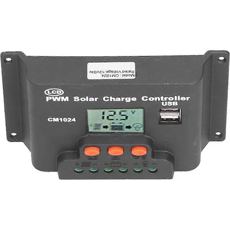 10A PWM-Solarladeregler mit LCD-Bildschirm, 12V/24V automatisch, zwei USB-Anschlüsse, einstellbar, für industrielle Systeme (1/4)