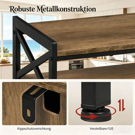 Buffet industriel avec espace ouvert, rangement salon et cuisine, meuble de stockage en métal et bois, armoire basse pour pièce de vie (uniquement meuble de cuisine) (1/5)