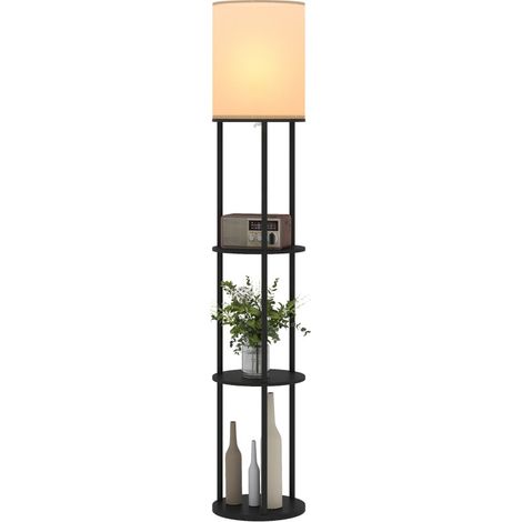 Lampadaire Felys étagères télécommande 3 températures noir (1/5)