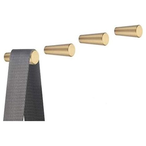 Lot de 4, Crochets Mural en Laiton Brossé, 40 mm x 15 mm, Crochets Porte-serviettes Manteau Dorés pour Salle de Bain, Porte-patères, Cintres Serv
