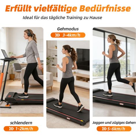 Tapis de course électrique pliable 2-en-1 pour maison, vitesse 1-6 km/h, inclinaison réglable 4 niveaux, charge max 110 kg, avec APP, télécommande et écran LED, idéal pour bureau à domicile (1/5)