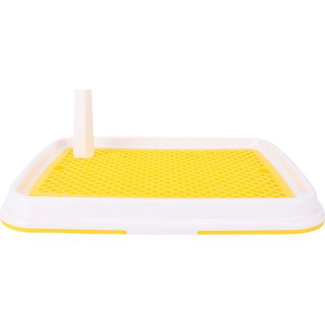 Toilettes pour chiens, haute clôture, anti-odeur, facile à nettoyer, support pour coussinet de pipi en plastique, plateau de pot pour animaux de compagnie pour petits chiens, jaune (1/5)