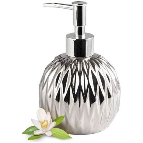 Distributeur de Savon Liquide en céramique doré - Style Ferme Moderne - pour décoration élégante de Salle de Bain, hôtel, Cuisine - Argenté (1/4)
