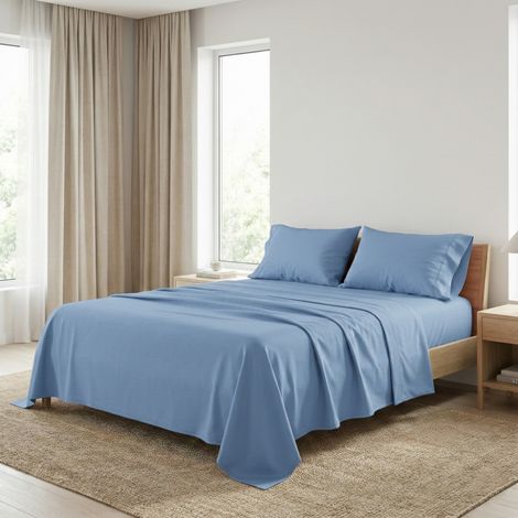 COMPLETO lenzuolo STRONG LENZUOLA tinta unita AZZURRO puro COTONE Made in Italy 1 piazza e mezza
