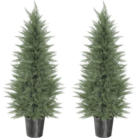 135cm Artificial Cypress Trees Set of 2, UV Resistant Artificial Plants Decorative Pot, Fake Plants for Indoor Outdoor Decor, Green (1/5)