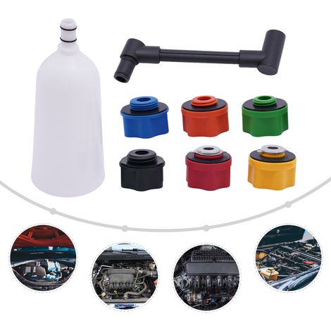 Set adattatori universale auto 8 pezzi, imbuto cambio olio, dispositivo riempimento olio (1/5)