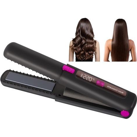 Longziming – Kabelloser 2-in-1 Haarglätter – Mini-Styler und Lockenstab – Styling-Tool – Schnelles Aufheizen – Temperaturregelung – Keramikbeschichtung – Glattes und frizzfreies Haar – Schwarz (1/5)