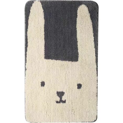 Coussin absorbant pour pieds à l'entrée de la salle de bain, motif lapin, dimensions 40 x 60 cm, tapis de sol antidérapant pour salle de bain (1/5)