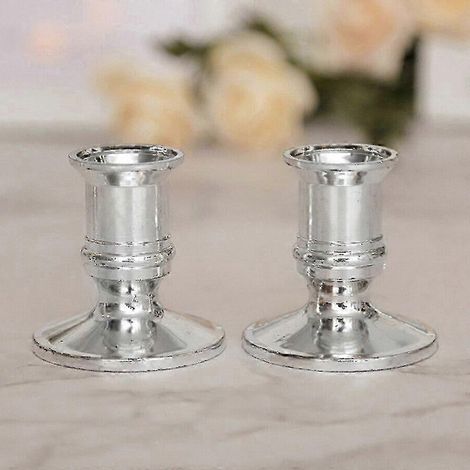 Support pour bougies piliers de Noël, bougeoirs pour bougies coniques, décorations de soirée et de Noël - Lot de 20 - Argent (1/2)