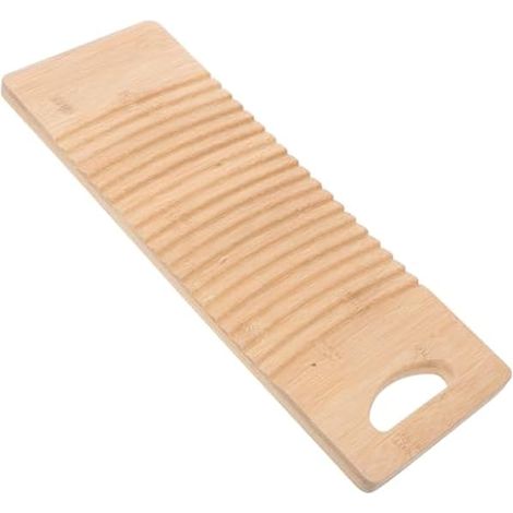 Planche à Laver Puissance de Récurage Améliorée en Bois 40x15x1,5 Cm Vintage Motif Ondulé Outil Portable d'garçon et Filles pour Vêtements et Linge pour Nettoyage Domestique (1/5)