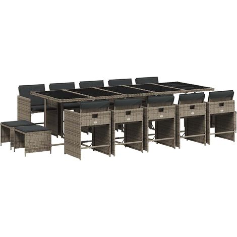 Maison Exclusive - Set comedor de jardín con cojines 15 pzas ratá (1/5)