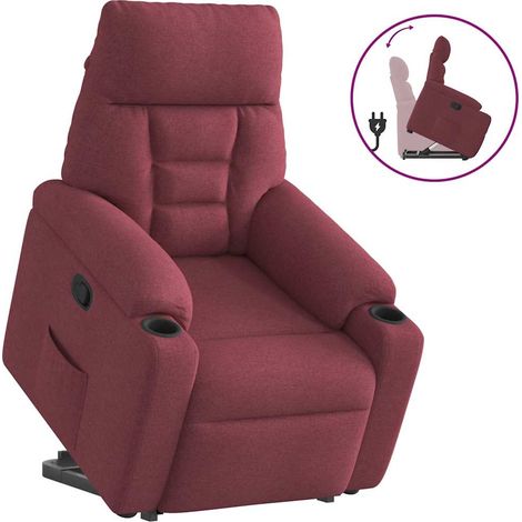 vidaXL Poltrona Alzapersona Reclinabile Rosso Vino in Tessuto (1/5)