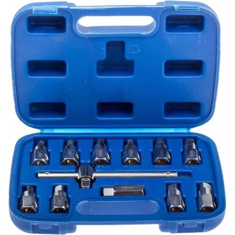 Kit tappi scarico olio 12pz chiavi asse coppa 3/8" auto camion esagonale 434sa