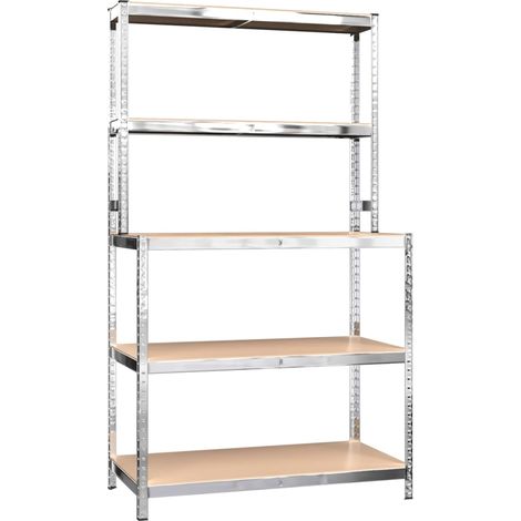 Arbeitstisch mit 5 Ablagen Silbern Stahl & Holzwerkstoff vidaXL (1/5)