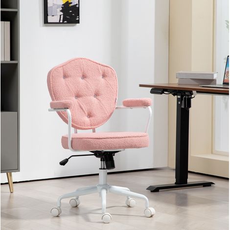 Sedia da ufficio 63x61.5x93-101 cm rosa in poliestere con altezza regolabile e funzione dondolo (1/5)