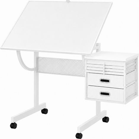 1500-Teile Puzzle-Tisch mit 4 Filzablagen, 2 Schubladen und Rollen, Weiß, MODENUIT (1/5)