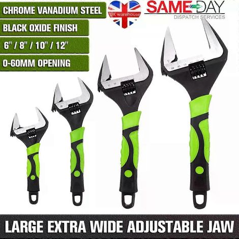 Llave inglesa ajustable de mordaza extra ancha de 6", 8", 10" y 12" de alta resistencia con apertura de 0 a 60 mm.