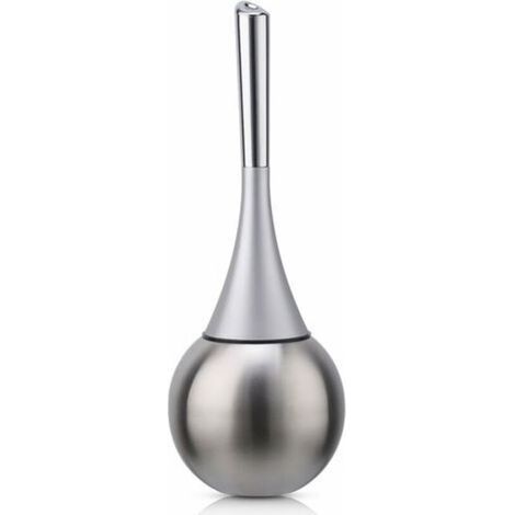 Porte-brosse WC autoportant en acier inoxydable finition brossée polie ensemble WC salles de bains (brosse incluse)-argent (1/5)