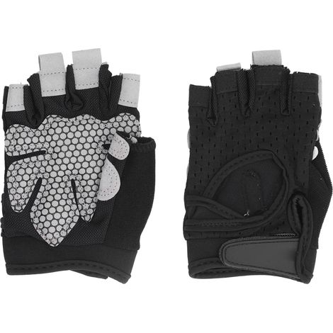 Une paire de gants de sport demi-doigts réglables, ventilés, avec anneau de traction amovible, antidérapants, pour hommes et femmes, taille M. (1/5)