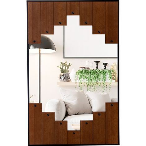 Specchio da parete rettangolare con cornice a tastiera di pianoforte, Specchio da parete grande 100x60cm Nero (1/4)