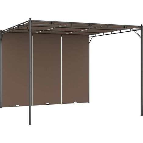 vidaXL Cenador de jardín con cortina lateral gris taupe 3x3x2,25 m (1/2)