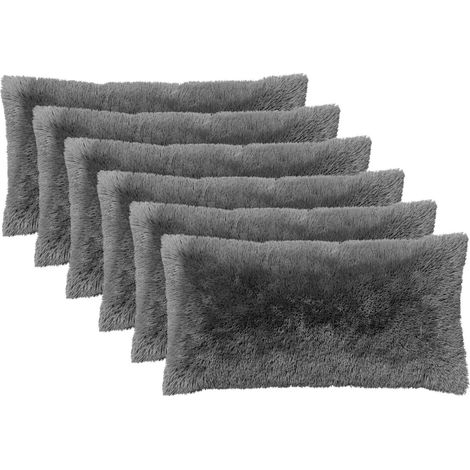 Kissenbezug 6 stk. HEERLEN Hellgrau 40 x 80 cm PV Fleece vidaXL