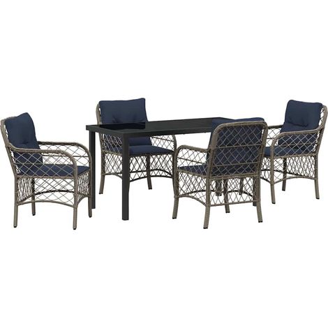 Maison Exclusive - Set da Pranzo per Giardino 5 pcs Grigio e Nero Rattan (1/5)