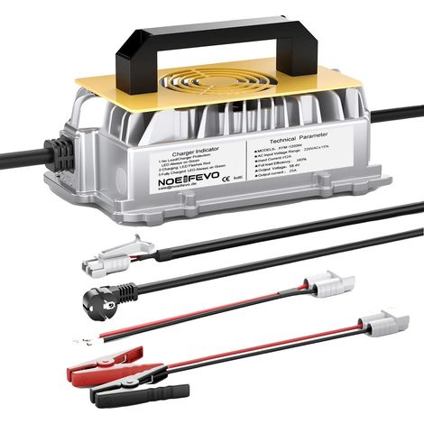 Cargador de baterías de litio, resistente al agua IP65, cargador rápido de 58,4 V para baterías 16S, alta eficiencia, 58,4 V 25 A, UE (1/2)