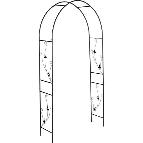 Arche à rosiers en fer noir 200 x 80 cm support décoratif robuste style romantique ambiance jardin (1/4)